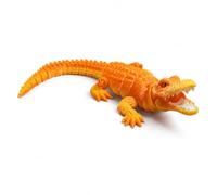 CASOME Figurine Crocodile Articulée Imprimée 3D, Décoration Reptile avec Mâchoire Mobile et Yeux Réalistes, Ornement de Présentation pour Bureau et Étagère(Orange)