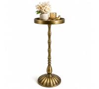 CASOME Guéridon D'appoint en Laiton Vieilli, Table D'appoint Ronde en Fer