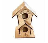 CASOME Niche À Oiseaux Extérieure À Double Niveau en Bois - Nichoir Décoratif Suspendu pour Jardin, Cour Ou Arbre - Abri De Nidification en Bois Naturel pour Petits Oiseaux(A)