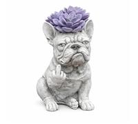 CASOME Pot De Fleurs Amusant en Forme De Bouledogue Français, Jardinière Créative en Forme De Chien, Statue Décorative De Jardin Pleine D'attitude, Contenant Unique pour Plantes D'extérieur(C)