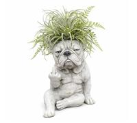 CASOME Pot De Fleurs Amusant en Forme De Bouledogue Français, Jardinière Créative en Forme De Chien, Statue Décorative De Jardin Pleine D'attitude, Contenant Unique pour Plantes D'extérieur(B)