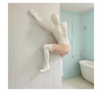 CASOME Sculpture D'escalade Unique Pour Décoration Murale - Figurine D'homme Grimpeur Amusante En 3D Pour Bureau, Salle De Bain, Décoration Murale De Salle De Bain Amusante(White,Left)