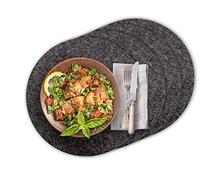 Casoro Set de Table Rond 4 Feutres Anthracite - Haute Qualité, Ø35cm, Sets de Table Nobles pour Toutes Les Occasions, Accessoire Moderne