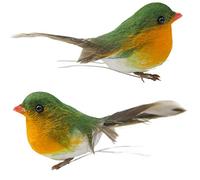 Casoter Lot de 2 rouge-gorges artificiels faits à la main pour ameublement de maison, petits oiseaux, décoration d'intérieur et d'extérieur