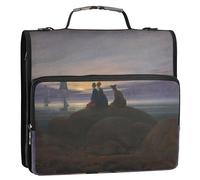 Caspar David Friedrich Mondaufgang Organiseur à fermeture éclair 3,8 cm 3 anneaux en tissu robuste avec bandoulière pour 500 feuilles