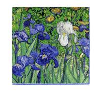 Caspari 13670C Van Gogh Irises Paquet de 20 Recevez avec Serviettes Tissu/Papier Multicolore 12,5 x 12,5 x 0,02 cm