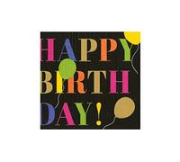 Caspari Birthday Surprise Paper Cocktail Napkins in Black - 20 Per Box