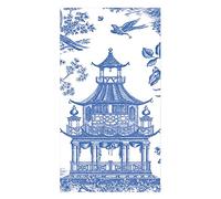 Caspari Chinoiserie Toile Pagoda Guest Towel Napkins in Blue - 15 Per Package
