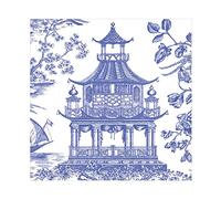 Caspari Chinoiserie Toile Pagoda Luncheon Napkins in Blue- 20 Per Package