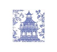 Caspari Chinoiserie Toile Pagoda Paper Cocktail Napkins in Blue - 20 Per Box