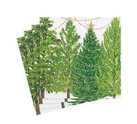Caspari Christmas Trees with Lights Paper Luncheon Napkins - 20 Per Package