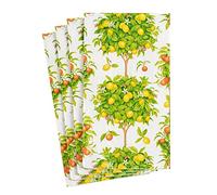 Caspari Citrus Topiaries Disposable Paper Bathroom Guest Towel Napkins in White - 15 Per Package