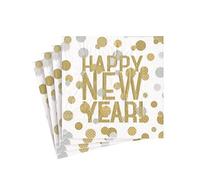 Caspari Confetti Happy New Year Paper Cocktail Napkins in White - 20 Per Package