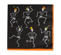 Caspari Dancing Skeletons Paper Luncheon Napkins in Black - 20 Per Package
