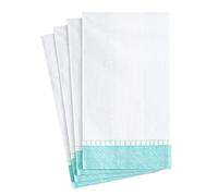 Caspari Guest Towel Linen Border Paper Guest Towel Napkins Blue-15 Per Package, Robin's Egg Blue 15 Count (7650G)