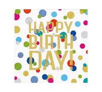 Caspari Happy Birthday Confetti Paper Luncheon Napkins - 20 Per Package