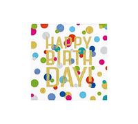 Caspari Happy Birthday Confetti Party Paper Cocktail Napkins - 20 Per Package