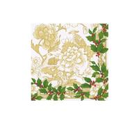 Caspari Holly Ceramic Ivory & Gold Cocktail Napkins - 20 Per Package