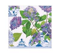 Caspari Hydrangeas and Porcelain Paper Luncheon Napkins - 20 Per Package