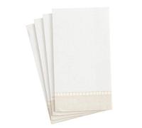 Caspari Linen Border Paper Linen Guest Towel Napkins in Natural, 12 Per Package