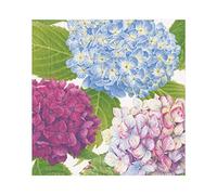 Caspari Luncheon Hydrangea Garden Lot de 20 Serviettes, Coton, Bleu, 16,5x16,5x3 cm
