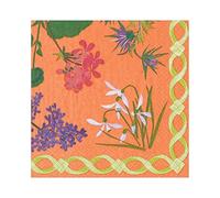 Caspari Mary Delany Flower Mosaics Paper Luncheon Napkins in Melon - 20 Per Package