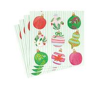 Caspari Painted Christmas Ornaments Paper Cocktail Napkins - 20 Per Package