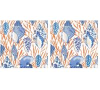 Caspari Shell Toile Paper Cocktail Napkins in Coral & Blue - 20 Per Box (Lot de 2)