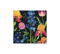 Caspari Summer Garden Flowers Party Paper Cocktail Napkins in Black, 20 Per Package