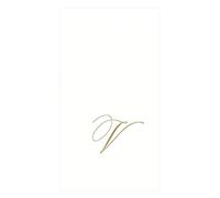Caspari Towels, Monogram, Pack of 24 Recevez avec Les Serviettes Guest White Pearl Paper Linen, Paquet de 24, Initiale V, Or, Microfibre, Blanc Perle, 16,25x20x0,02 cm