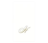 Caspari Towels, Monogram, Pack of 24 Recevez avec Les Serviettes Guest White Pearl Paper Linen, Paquet de 24, Initiale H, Or, Microfibre, Blanc Perle, 16,25x20x0,02 cm