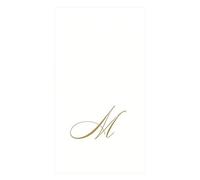 Caspari Towels, Monogram, Pack of 24 Recevez avec Les Serviettes Guest White Pearl Paper Linen, Paquet de 24, Initiale M, Or, Microfibre, Blanc Perle, 16,25x20x0,02 cm
