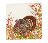 Caspari Turkey And Berries Cocktail Napkins - 20 Per Package