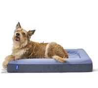 Casper Panier pour Chien en Mousse à mémoire de Forme et Peluche, Bleu, Taille M
