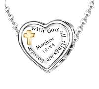 Caspilo pendentif pour le cœur, bracelet pour le cœur religieux | Charme d'amour à pendentif religieux - Les bijoux à thème chrétien pendent pour Noël/fête des mères, s'adapte à la coll gue,