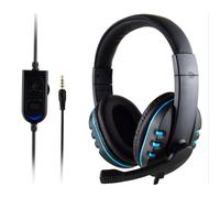 Casque 3.5mm Filaire Gaming Headset Écouteurs Musique Pour PS4 Play Station 4 Jeu PC Chat Ordinateur Avec Microphone-Bleu