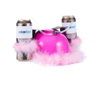 Relaxdays Casque à bière rose, lot de 4, Boire avec Tuyau Casque à Boisson Anti Soif 2 Porte Canettes Fête, Plume Rose