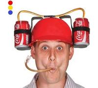 Pompe à bière GENERIQUE Casque à boire avec paille et double support à bouteilles boissons rouge