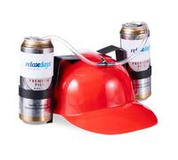 Casque à boisson, lot de 10, casque à tube, 2 porte-canettes, casque à bière, anti-soif, carnaval, fête, football, rouge