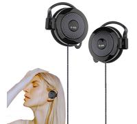 Casque à clip avec crochet auriculaire - Écouteurs de sport de 120 cm, casque stéréo filaire de 3,5 mm, son dynamique à suspendre avec coussinets en éponge pour la course à pied, la gym