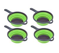Casque à collier pliable rond 4pcs passoire de cuisine pliable avec poignée trouble trou pour pâtes légumes fruits de la nourriture plastique de qualité alimentaire (Vert)