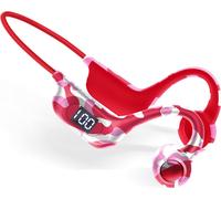 Casque à conduction osseuse, casque Bluetooth sans fil, casque Bluetooth pour le sport, 5.3, avec microphone, insertion de carte TF, affichage numérique, casque supra-auriculaire
