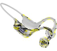 Casque à conduction osseuse, casque Bluetooth sans fil, casque Bluetooth pour le sport, 5.3, avec microphone, insertion de carte TF, affichage numérique, casque supra-auriculaire