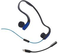 Casque à conduction osseuse, casque de sport filaire à oreille ouverte à conduction osseuse, prise jack 3,5 mm, avec câble adaptateur de type C, for le sport, la course, la conduite, le cyclisme, les