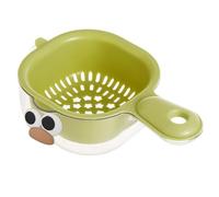 Casque à fruits, 2 en 1 bol à laver deux couches avec passoir, joli panier de lavage en plastique avec poignée, bol empilable pour la cuisine, vert