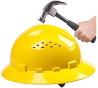 Casque À Large Bord, Protection Contre La Pluie Et Le Soleil pour Chantier De Construction, Casque De Protection Anti-écrasement, Doublure en Tissu Respirant Et Absorbant La Transpiration,Jaune,ou