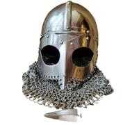 Casque à lunettes d'armure nordique Casque normand avec cou en cotte de mailles Aventail Portable(All-inclusive)