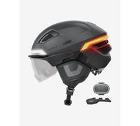 Casque de vélo ABUS HYP-E B.Lace - avec feu Avant, arrière et Clignotant Ainsi Que feu Stop activé sans Fil - avec visière et Cache-Oreilles - pour vélo, vélo électrique et S-Pedelec
