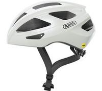 ABUS Casque de vélo Macator MIPS – visière, adapté aux tresses – Blanc perlé 52–58 cm