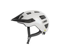 ABUS Casque VTT MoTrip MIPS, Blanc Brillant, Taille M | Casque vélo avec protection MIPS, visière réglable en hauteur, bonne ventilation, compatible queue de cheval